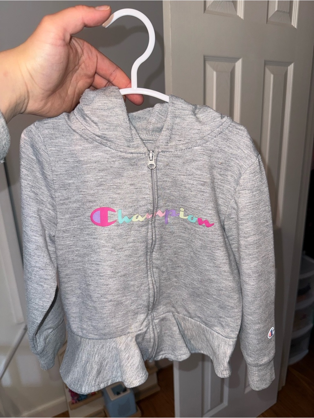 Champion Girls' Light Gray Zip Hoodie